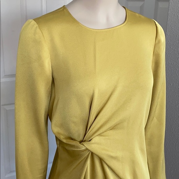 Ann Taylor petite Triacetate olive mist Twist shift dress-2P - Picture 6 of 9